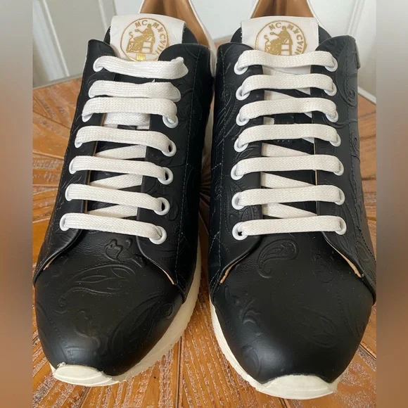 NWT EsseutEsse Women’s Black and White Embossed Genuine Leather Sneakers Size 10 - Picture 8 of 9